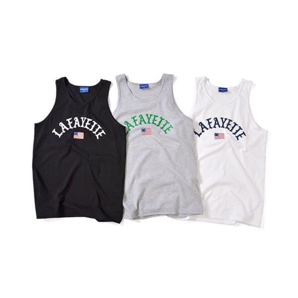 Lafayette 2019 SPRING/SUMMER COLLECTION Delivery 11 2019/6/1(sat) . LFT19SS080 OLD GLORY ARCH LOGO TANK TOP PRICE:4,500yen +tax カラー展開:WHITE(ホワイト),BLACK(ブラック),HEATHER GRAY(ヘザーグレー) . オーセンティックな印象のアーチロゴにアメリカ独立戦争時代の「13星」の星条旗を組み合わせたデザインのタンクトップ。 13本のストライプは「オールド・グローリー」と呼ばれ独立当初の13の入植地を表現しており、Lafayetteのブランドコンセプトが垣間見えるデザイン。 . PRIVILEGE TAKASAKI 〒370-0832 群馬県高崎市砂賀町97 五十嵐ビル 2F tel: 027-325-3315