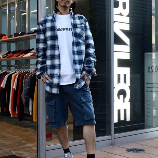 . 〜STYLE SAMPLE〜 . MODEL:  (173cm) . -HEADWEAR- ACAPULCO GOLD MIND YOUR BUSINESS 6PANEL CAP – KHAKI . -SHIRT- PRIVILEGE PLAID FLANNEL SHIRT – BEIGE (L着用) . -INNER- Lafayette CHECK LOGO L/S TEE – WHITE (L着用) . -PANTS- Lafayette CLASSIC BIG POCKET CARGO SHORTS (W34着用) . -FOOT WEAR- adidas Originals CAMPUS (US10 着用) .