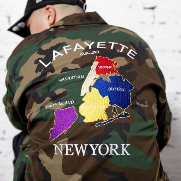 “NY Souvenir BDU” jacket now available in-store and online! • Comes in Black + Olive + Woodland Camo 🎖