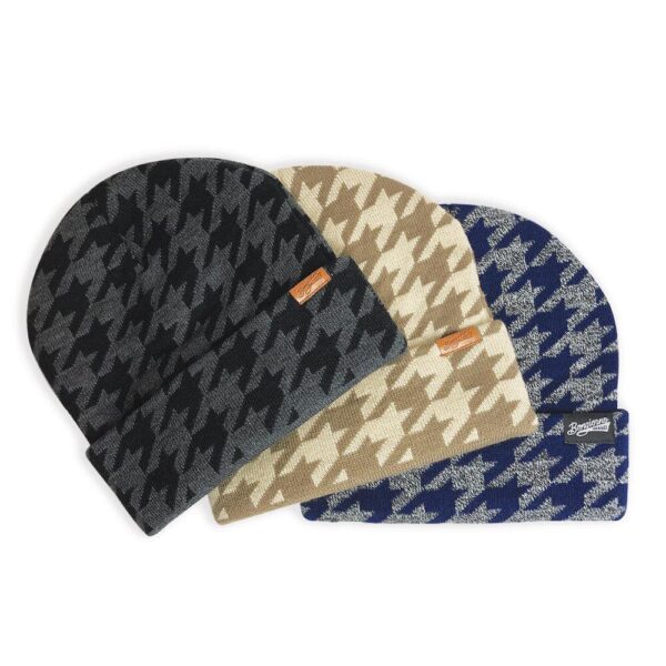 More new  inside the shop and online! “Houndstooth” Beanies available in Tan, Navy & Black 🥶