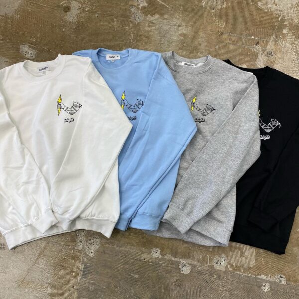 .  New Release… HT-RH213001 THUNDER FIST CREW NECK SWEAT COLOR：WHITE,GRAY,BLACK,LIGHT BLUE ¥9,000+tax HT-RH213002 SOLID LOGO HOODIE COLOR : ASH ,BLACK,BURGUNDY,FOREST ¥10,000+tax