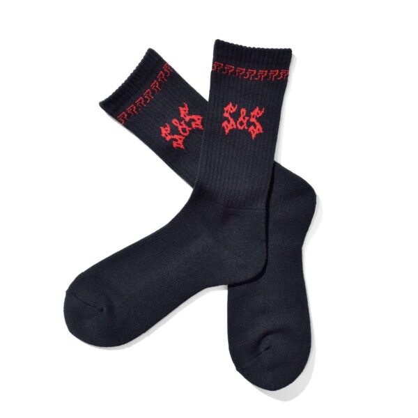 Logo Socks available in-store and online for $15 — Hand Knit S&S Logo on left & right side of the sock