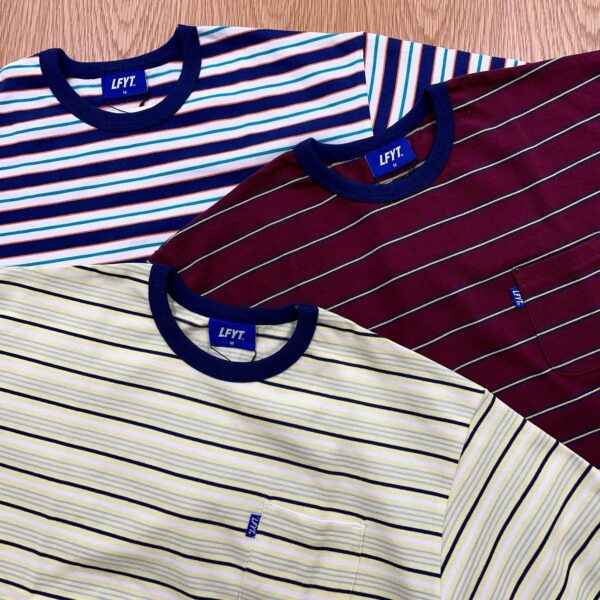 . 4/10 (Sat) New Release！ LS210115 MULTI STRIPED POCKET TEE COLOR : WHITE(ホワイト),YELLOW(イエロー),BURGUNDY(バーガンディー) PRICE : 8,800yen (tax in) LS211301 WASHED DENIM CARGO SHORTS COLOR : BLUE(ブルー) PRICE : 27,500yen (tax in)