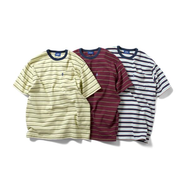 SS21 Multi Striped Pocket Tee drops TOMORROW in-store & online! • Available in White, Yellow & Burgundy (M-XXL) — $60